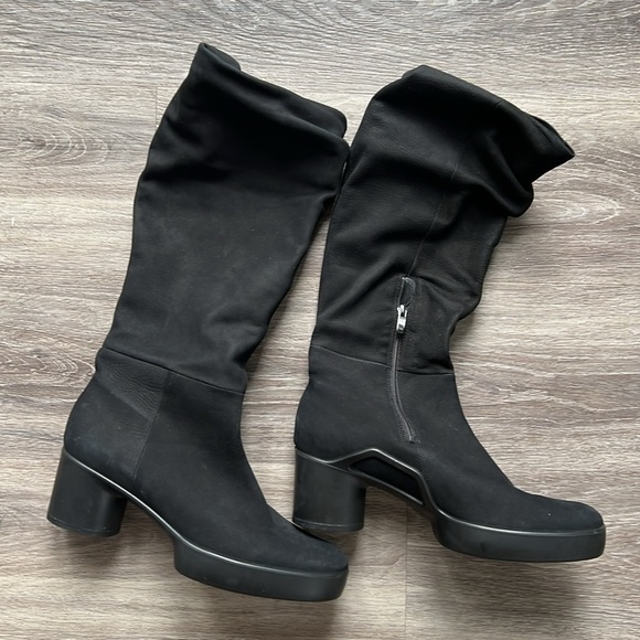 Ecco Shoes - ECCO Shape Sculpted Motion 35 Slouch Knee High Boots in Black Nubuck